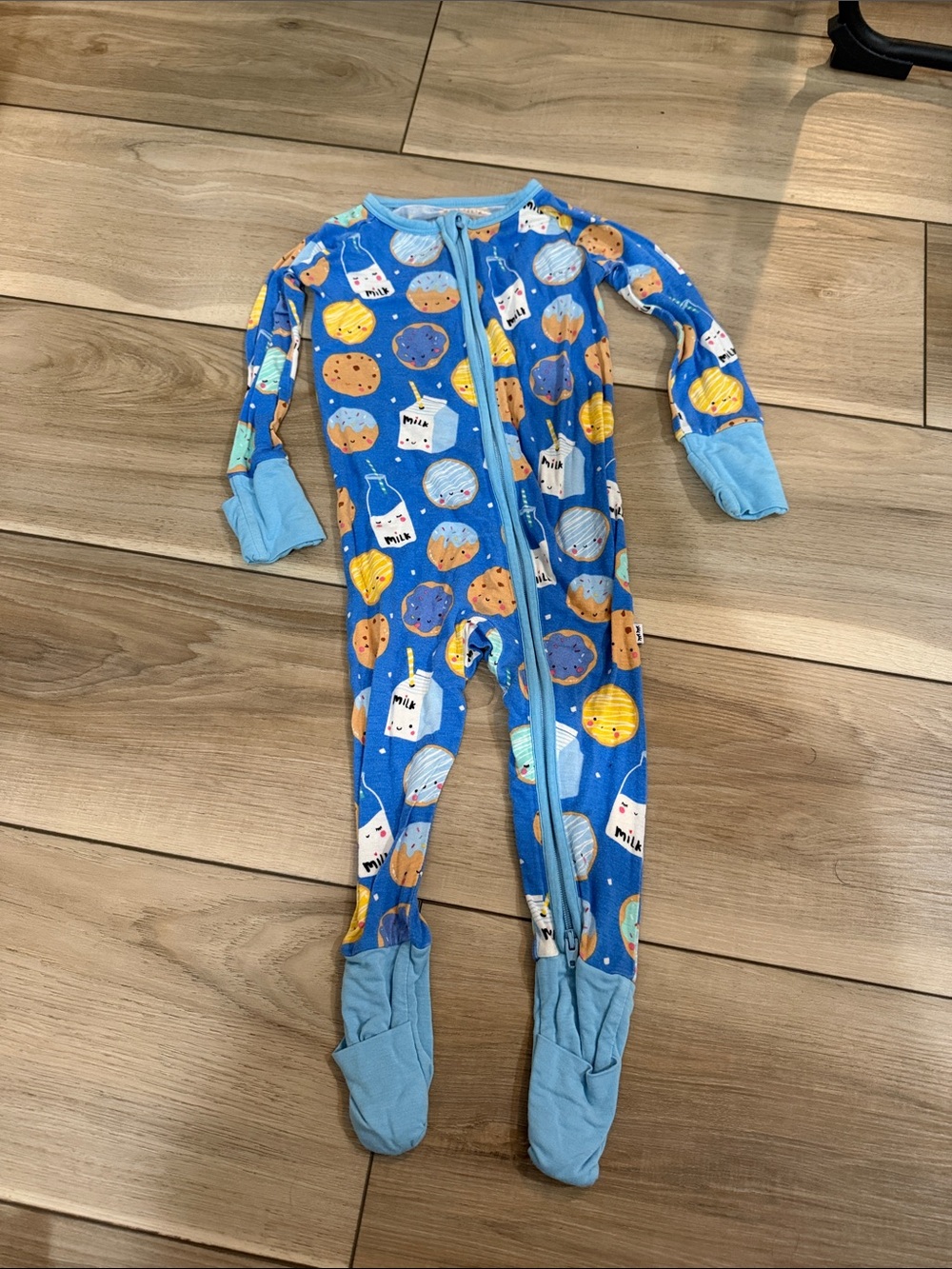 Little Sleepies Blue Milk & Cookies Footed One-Piece
